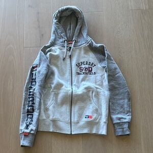 Men’s Superdry Grey Two-Tone Track & Field Zip Hoodie